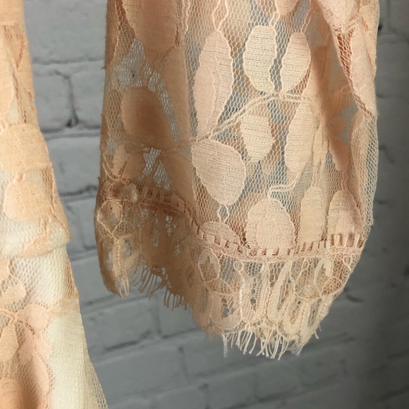 DRESS - Free People peachy blush lace overlay asymmetrical pullover dress. - Picture 11 of 16